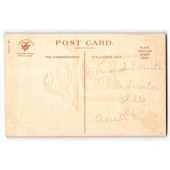 Valentine Postcard Ellen Clapsaddle Boy At Desk Dog Watches Series 831 Embossed - Picture 2 of 2